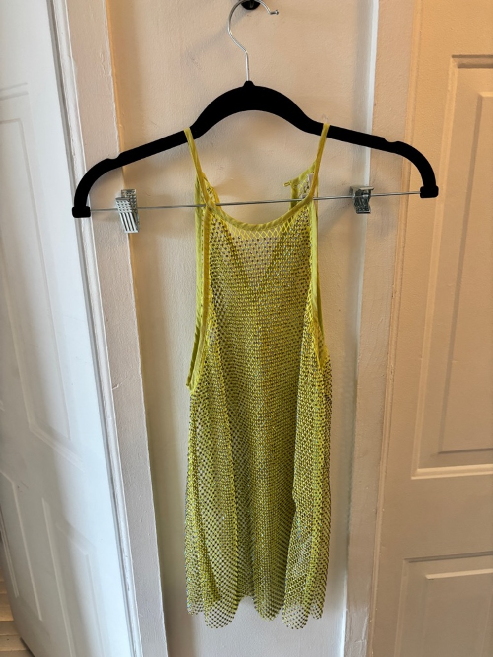 Lime Green Rhinestone Mesh Tank